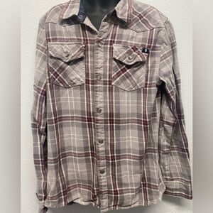 LUCKY BRAND boys Medium Plaid Snap Shirt